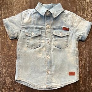 7 For All Mankind Denim Blue Kids Button Down Shirt